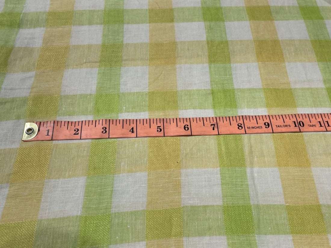 100% Chambray Linen Multi Colour Plaid Fabric~ 58&quot; wide