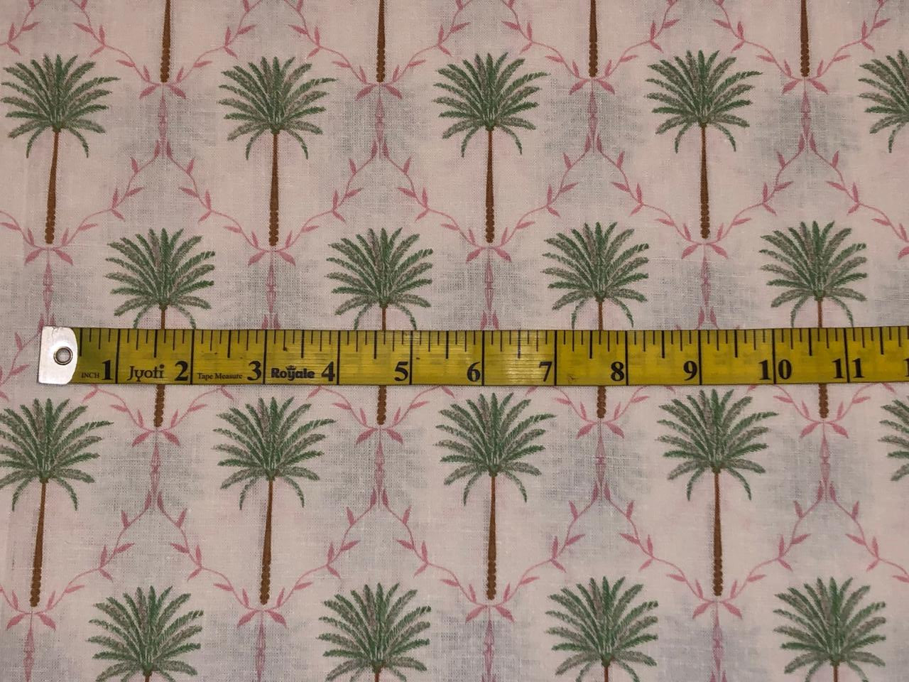 100% Cotton Poplin ivory with palm tree motifs 53" wide [18490]