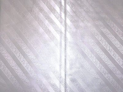 Silk Brocade fabric white ivory horizontal paisley stripes BRO1086[1]