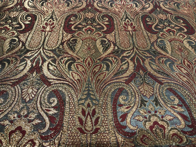Brocade fabric Navy blue /red x metallic gold color 44&quot;wide BRO647[3]