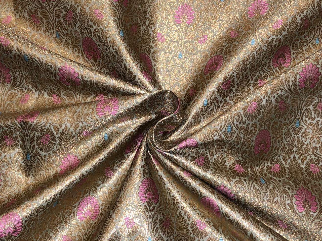 Silk Brocade fabric available in 2 colors sea green and peach orange jacquard  BRO1081[1/2]