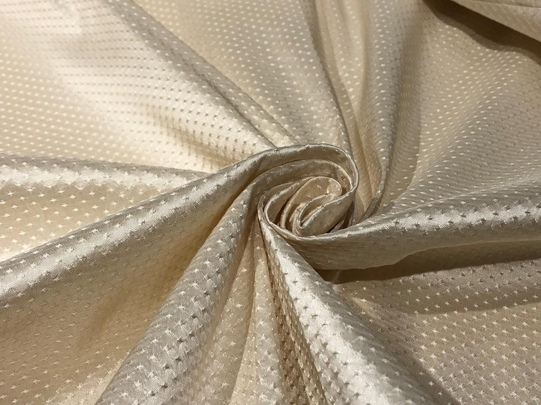 Tissu Taffetas Motif Baroque Crème - Largeur 125 Cm - Vente Au Mètre - Neuf - Fabrication Française