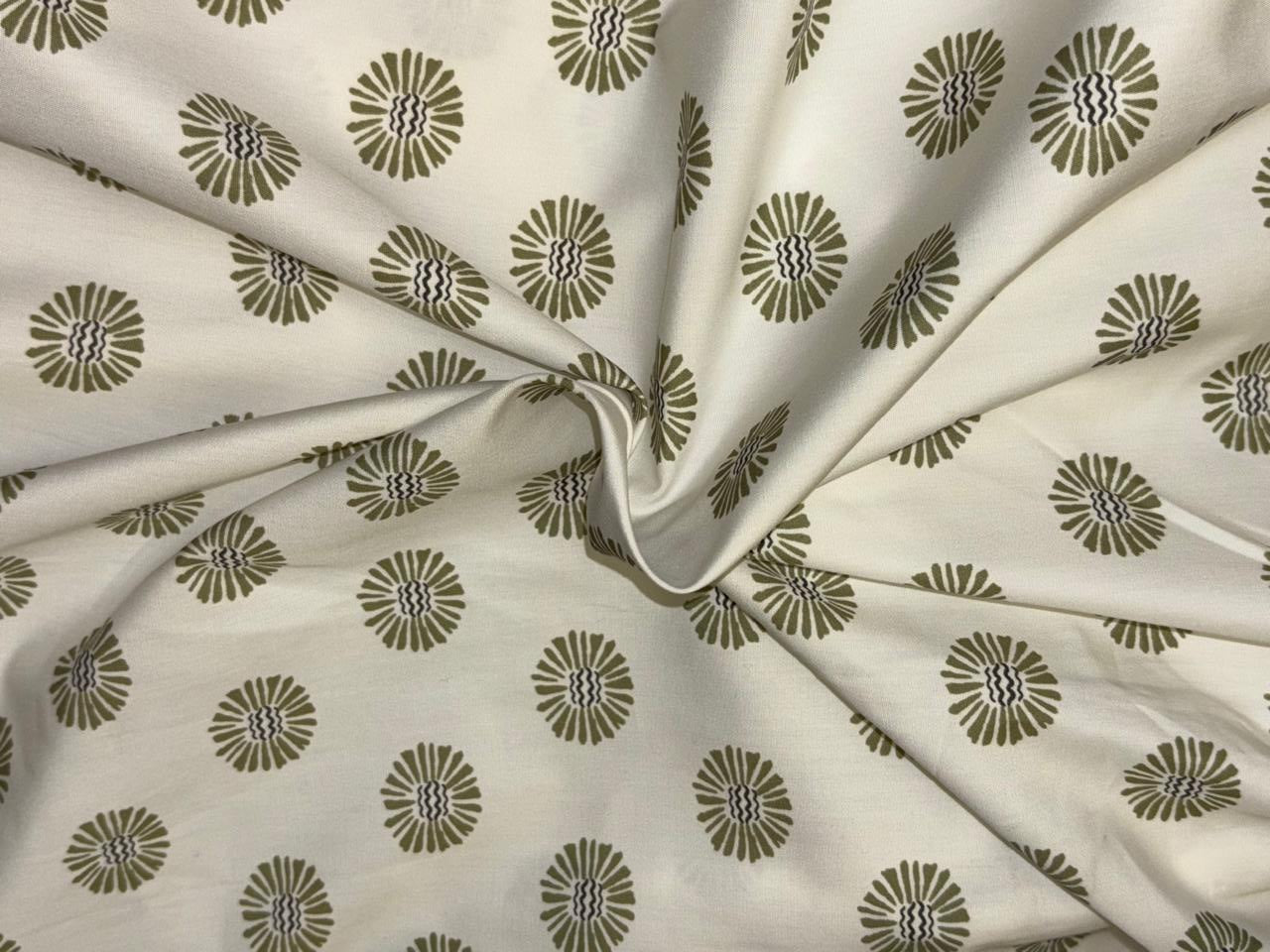 Cotton Suprima  fabric 147 cms wide white ivory with flower motif print [18523]