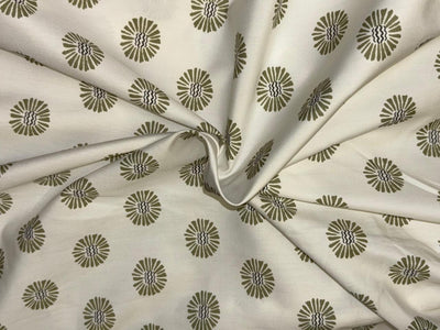 Cotton Suprima  fabric 147 cms wide white ivory with flower motif print [18523]