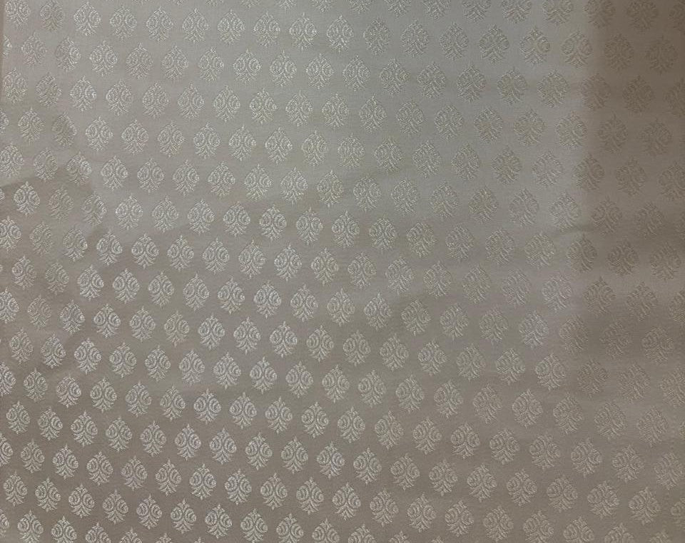 Silk Brocade fabric 44"ivory tusk with self motif  BRO1067[4]