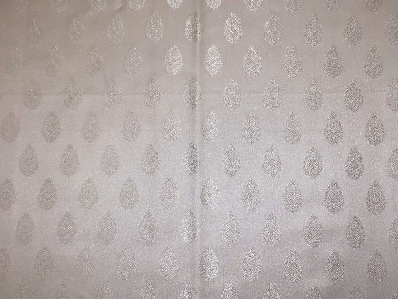 Silk Brocade fabric white ivory motif  BRO1086[2]