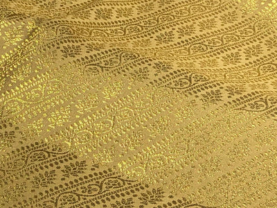 Silk Brocade fabric 44" gold  jacquard diagonal stripes of intricate self gold designs  BRO1063[2]