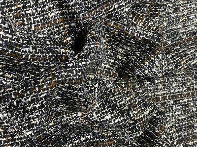 Suiting blended viscose ,poly, acrylic crepe 58" wide black, brown and white  [17718]