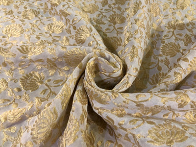 100% Silk Brocade fabric available in 3 colors white ivory and silver /white ivory and gold/white ivory and white gold BRO932[1/2/3]