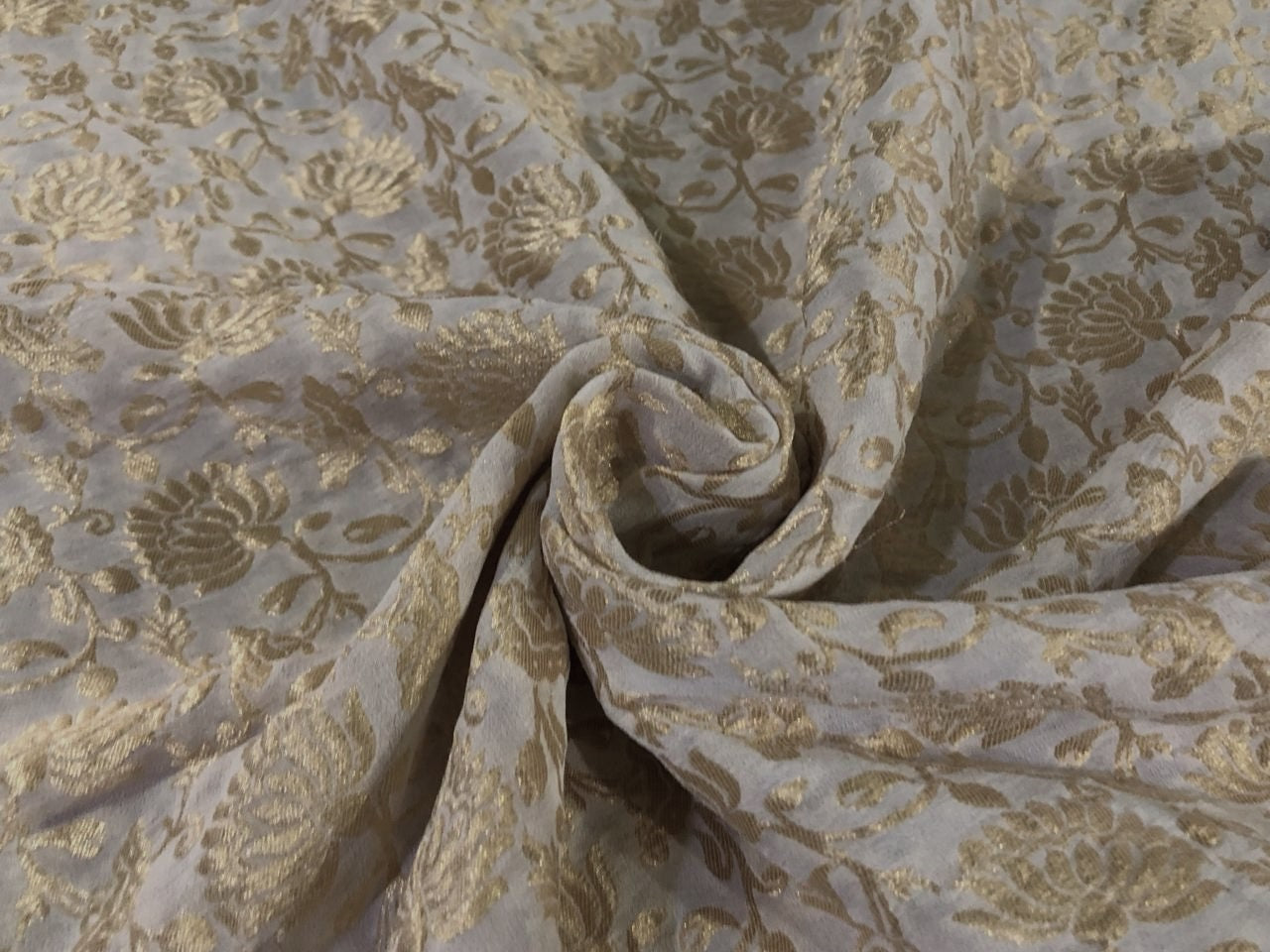 100% Silk CHIFFON fabric available in 3 colors white ivory and silver /white ivory and gold/white ivory and white gold BRO932[1/2/3]