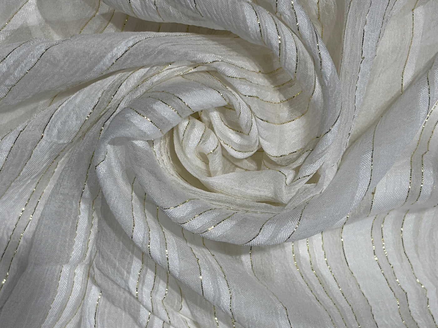 Cotton viscose crush chiffon with satin and lurex stripe fabric 44" wide [17780]