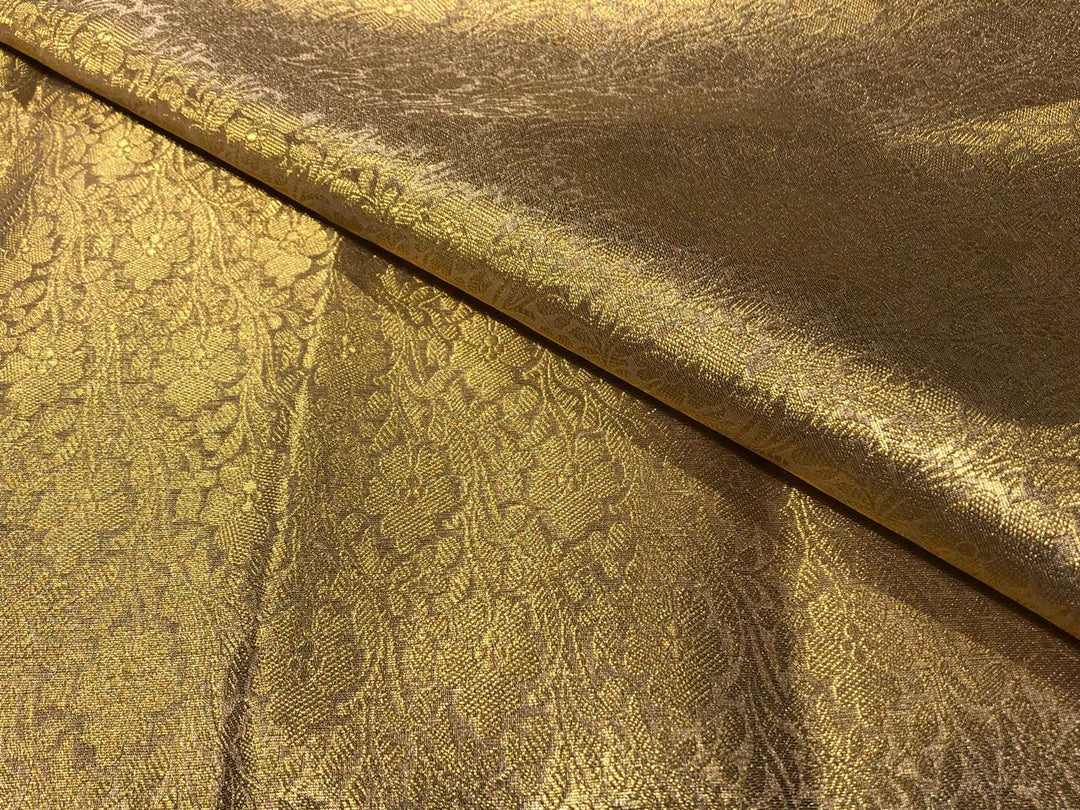 Brocade Tissue fabric metallic gold color all over self jacquard 44