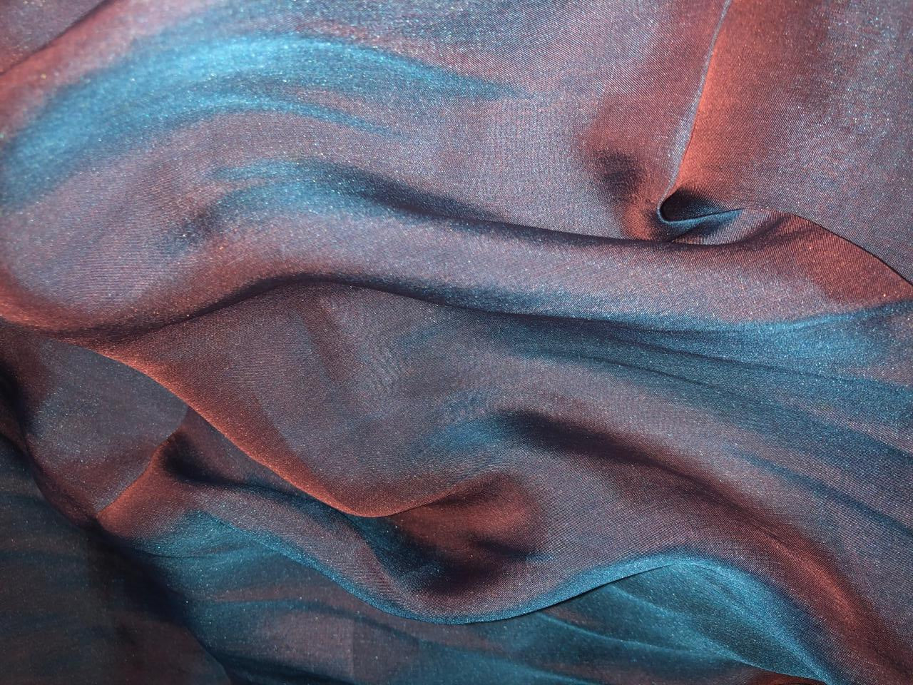 Silk flat chiffon fabric 54"2tone available in 3 colors blue x pink, orange x pink and peach x green