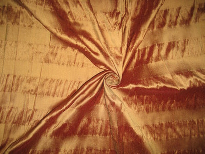 100% Pure SILK Dupioni FABRIC 3 Shades of Gold Stripes 44" wide DUPS14[1]