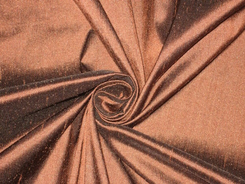 100% Pure SILK Dupion FABRIC Brown with Black shot colour 54&quot; wide DUP#36[4]
