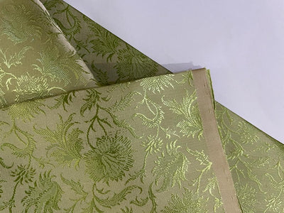 Silk Brocade fabric light olive green color Jacquard color 44" wide BRO886[4]