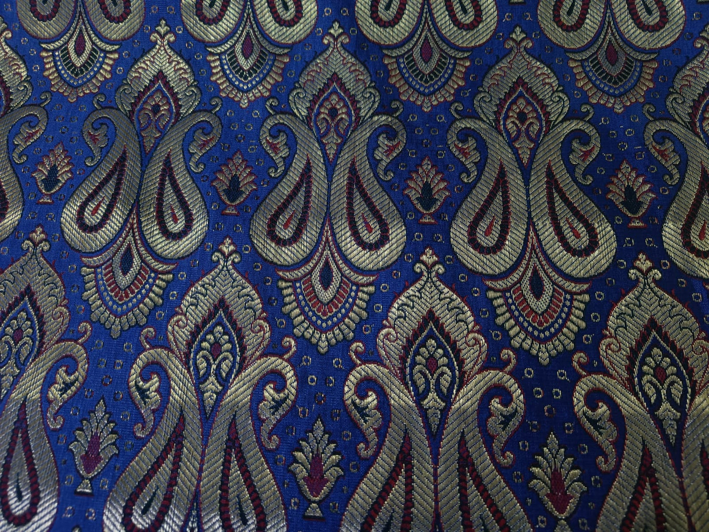 Silk Brocade fabric Blue and red with metallic gold  paisley jacquard COLOR 44" WIDE BRO898A[1]