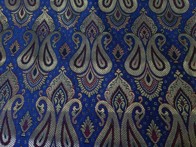 Silk Brocade fabric Blue and red with metallic gold  paisley jacquard COLOR 44" WIDE BRO898A[1]