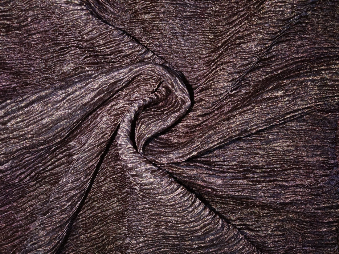 Silk Metallic tissue organza Crinkled [crushed] fabric 32" wide available in three colors [dark brown rust x copper salmon]