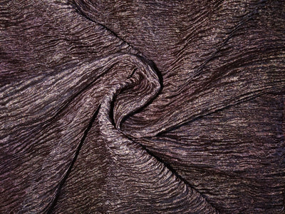 Metallic tissue organza Crinkled [crushed] fabric 32" wide available in three colors [dark brown rust x copper salmon]