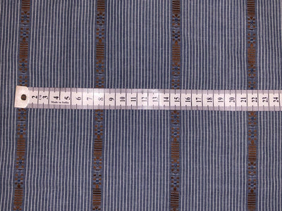 100% cotton stripes blue /white stripe with brown stripe pattern 56" wide [18344]