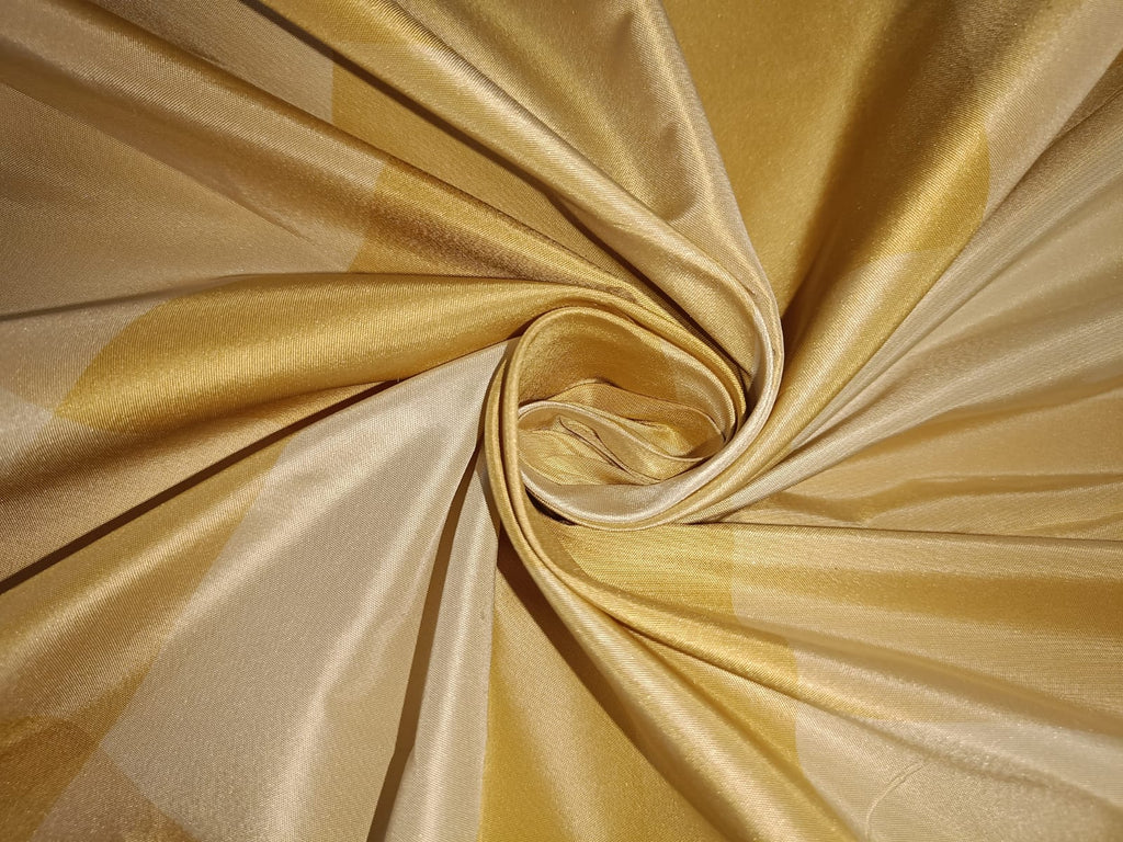 100% SILK TAFFETA FABRIC gold caramel and ivory Plaids 54&quot; wide TAFC63[2]