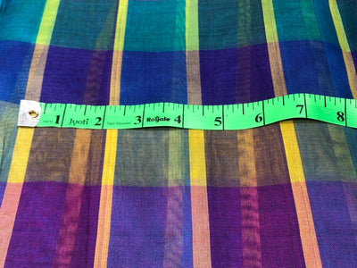 100% silk organza fabric multi color PLAIDS 44" wide [17065]