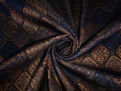 Brocade fabric black and gold color 58" wide BRO892[3]