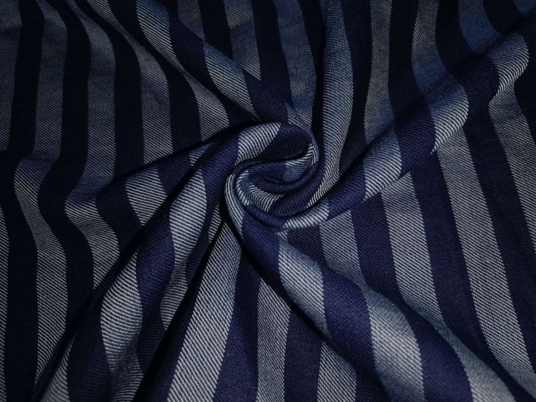 100% Cotton Denim  Fabric 58" wide available in THREE styles [DENIM NAVY PIN STRIPE DENIM NAVY BROWN AND GREY STRIPE DENIM SUSTAINABLE 2 X2 TWILL TENCIL COTTON] [14042/43/12376]