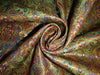 Silk Brocade fabric Green with metallic gold red and blue paisley jacquard COLOR 44" WIDE BRO898[2]