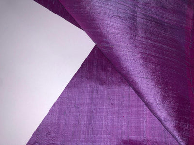 100% PURE SILK DUPIONI FABRIC PINK X BLUE  color 54" wide WITH SLUBS MM44[4]