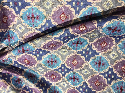 Silk Brocade fabric 56"blue,purple,pink and burgundy  jacquard and very subtle pink sequence BRO1061[3]