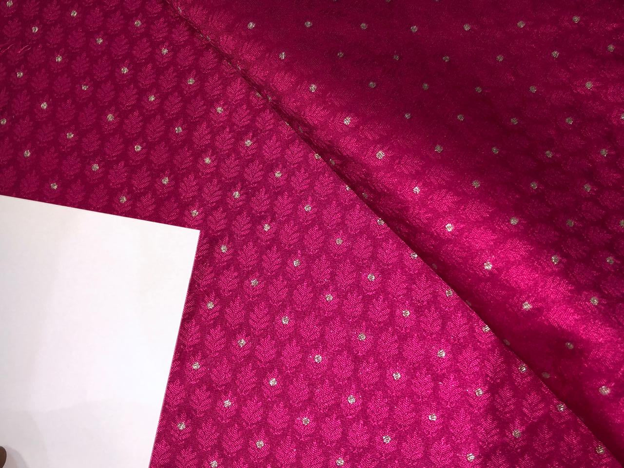 Silk Brocade fabric  self jacquard with subtle white gold metallic dots jacquard available in 4 colors ,blue , red x pink ,black and pink BRO1012