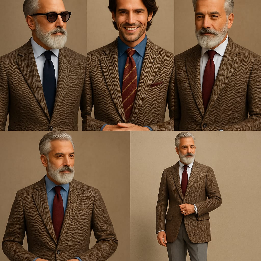 Tweed Suiting Heavy weight premium Fabric beige and brown Plaids 58" wide [12984]