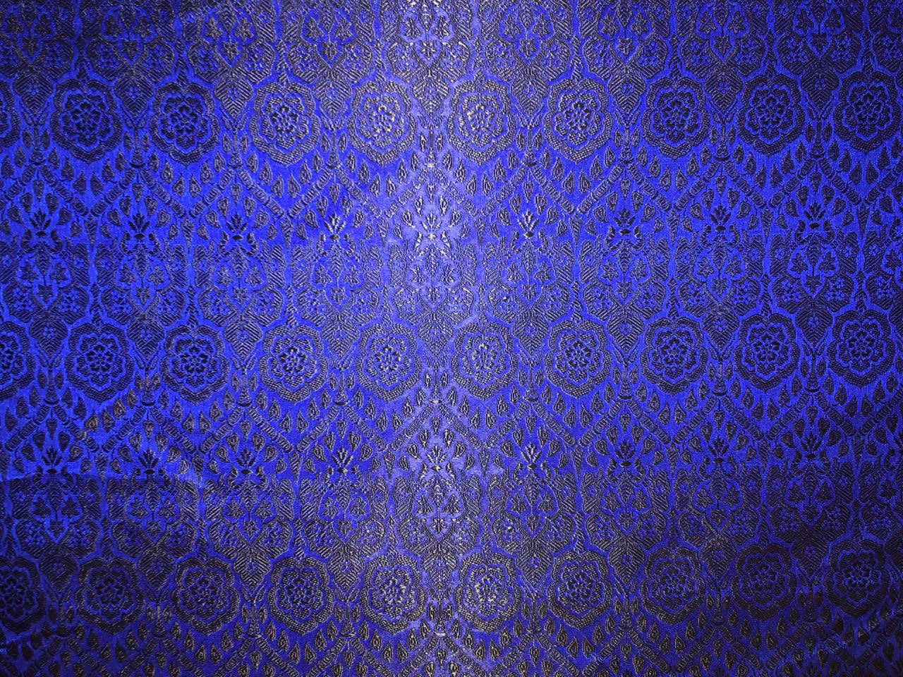 Silk Brocade fabric royal blue with dark navy jacquard BRO1087[1]