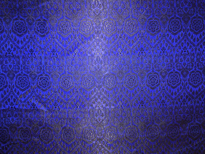 Silk Brocade fabric royal blue with dark navy jacquard BRO1087[1]