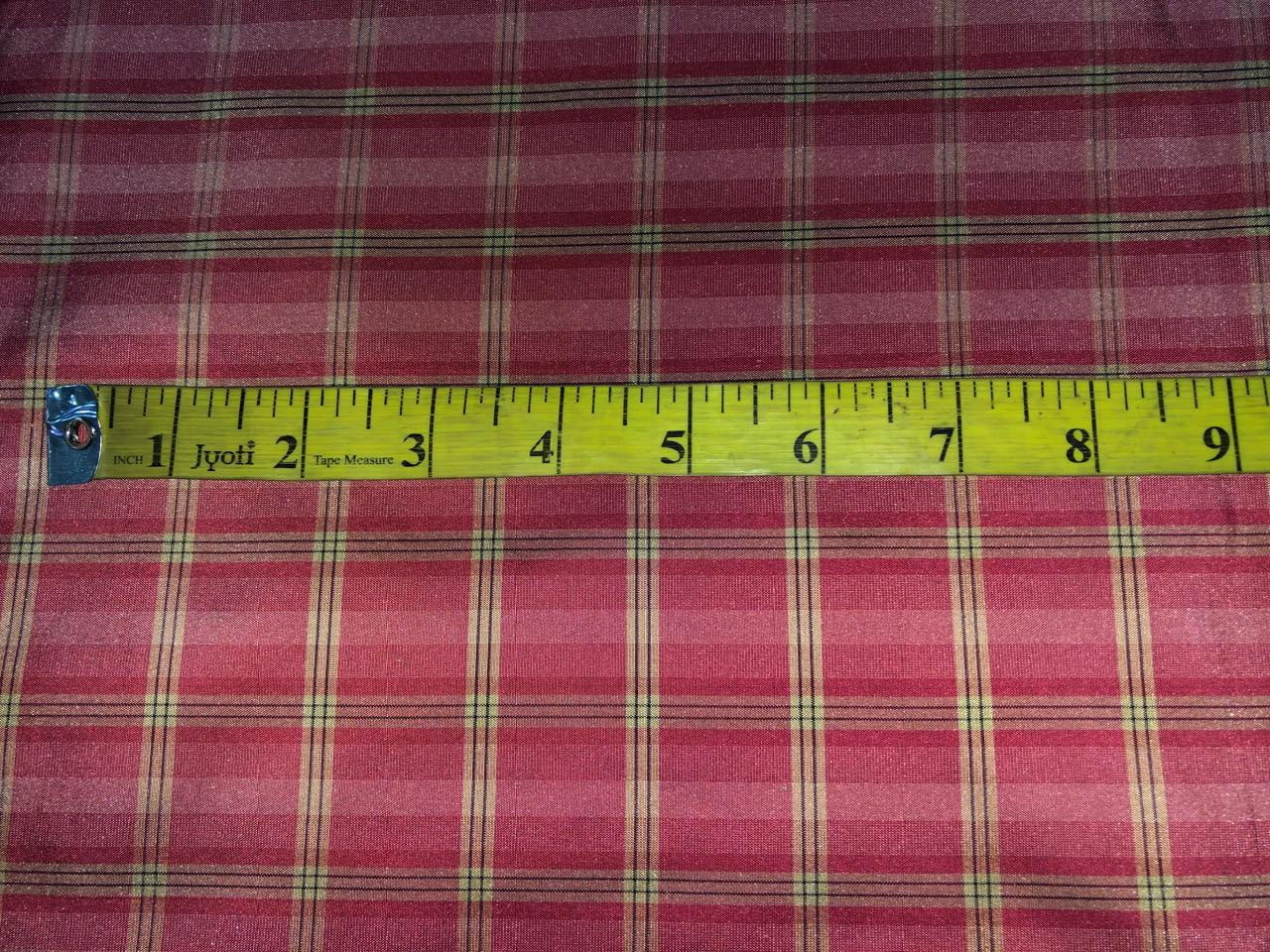 100% SILK TAFFETA FABRIC PINK AND YELLOW  Plaids "TAFC68"