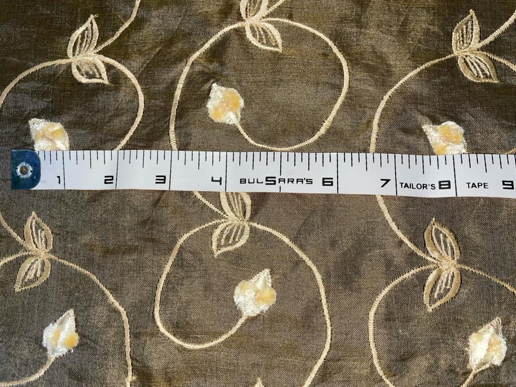 100% SILK ORGANZA FABRIC embroidered 44" wide [3206]