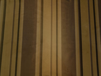 100% Silk Taffeta Fabric Blackish Green &amp; Gold stripes 54" wide TAF#S75