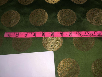 Silk Brocade fabric with Metallic gold motif Jacquard  44" wide BRO927 available in 5 colors and designs mango yellow floral motif green paisley motif red flower motif teal leaf motif red wine circle motif