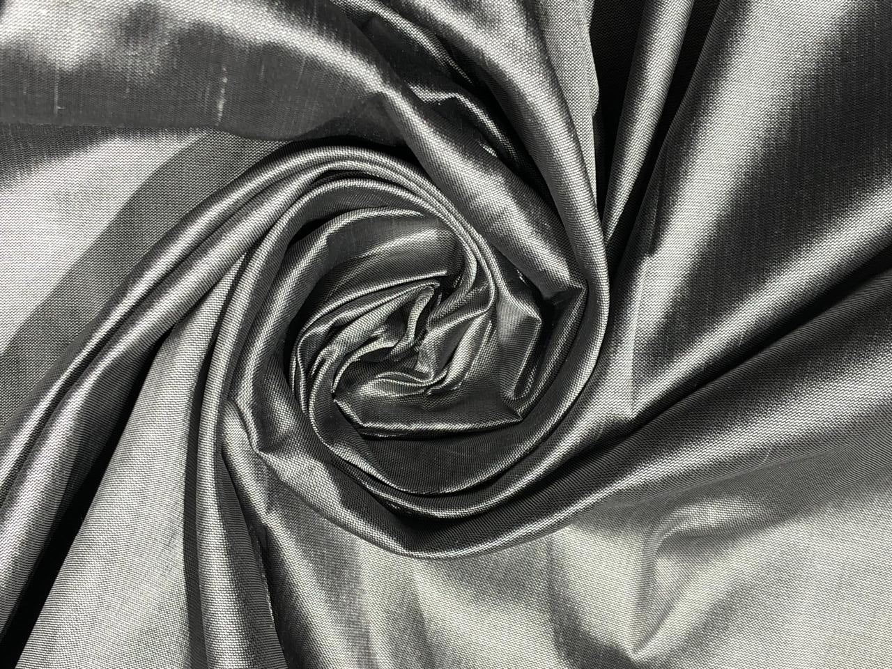 Silk Dupioni fabric SILVER [silver grey x ivory]  color 54" wide DUP426