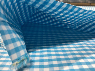 100 % Cotton YARN DYED PLAIDS 58"  BABY BLUE AND WHTE [17080]