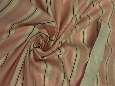 100% Cotton Poplin pastel pink/white and black stripes running horizontal  [18688]