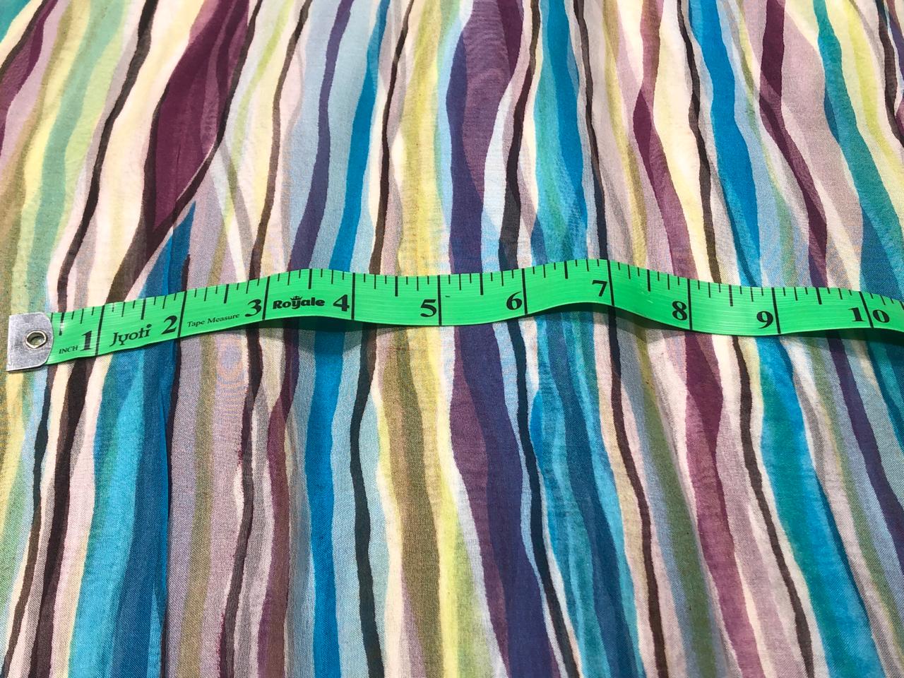 100% silk organza stripes multi color fabric 44" wide [17064]