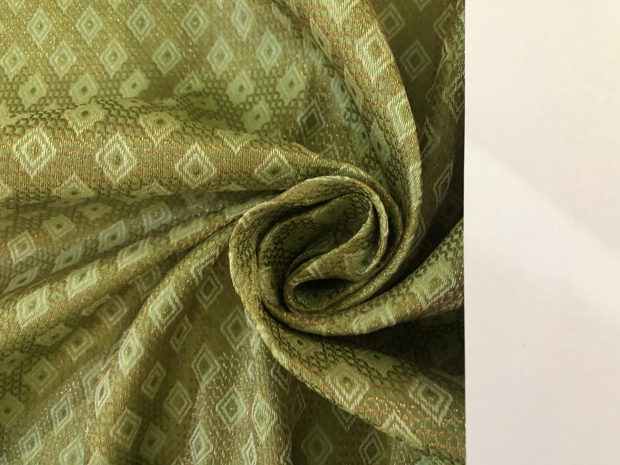 Silk Brocade fabric Green with subtle metallic gold 44" wide BRO924B[1]