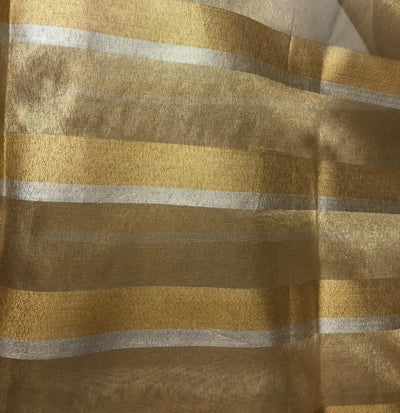 Cotton Tissue  sheer dyeable stripes in gold and silver 44" wide [18357]