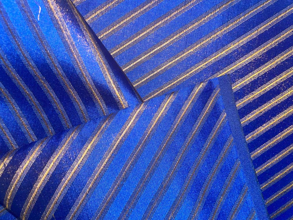 Silk Brocade fabric available in 6 colors royal blue/purple/mustard gold/red/green and gold stripe jacquard 44" WIDE BRO900[1,2.3,4.5,6]