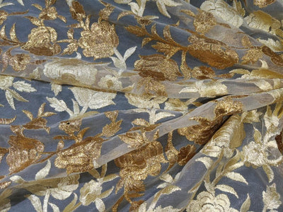 NET LACE GOLD JACQUARD  FABRIC 58" WIDE [15145]