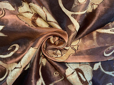 Silk Organza with velvet floral embroidery available in 2 colors [beige and brown 15349/15350]
