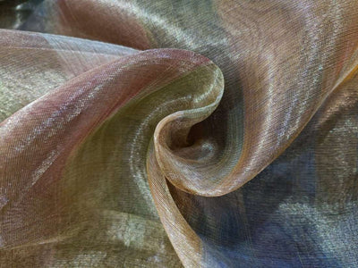 100%  Silk tissue fabric with gold and multi color 44 inches wide